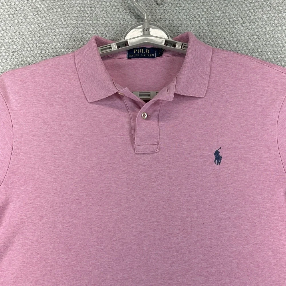 Polo Ralph Lauren Polo Shirt Mens Large Pink Short Sleeve Preppy Designer Casual